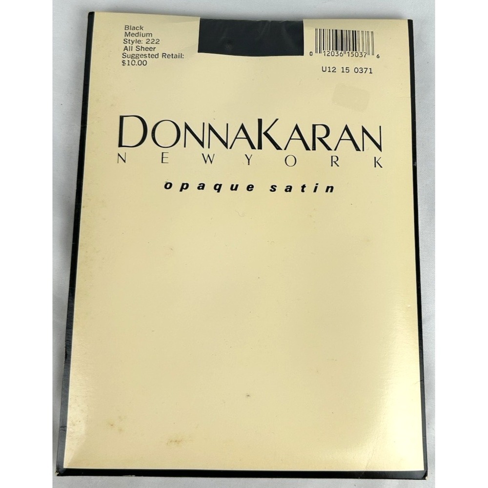 NWT Vintage Donna Karan New York Opaque Satin Nylons Black Medium Style 222
